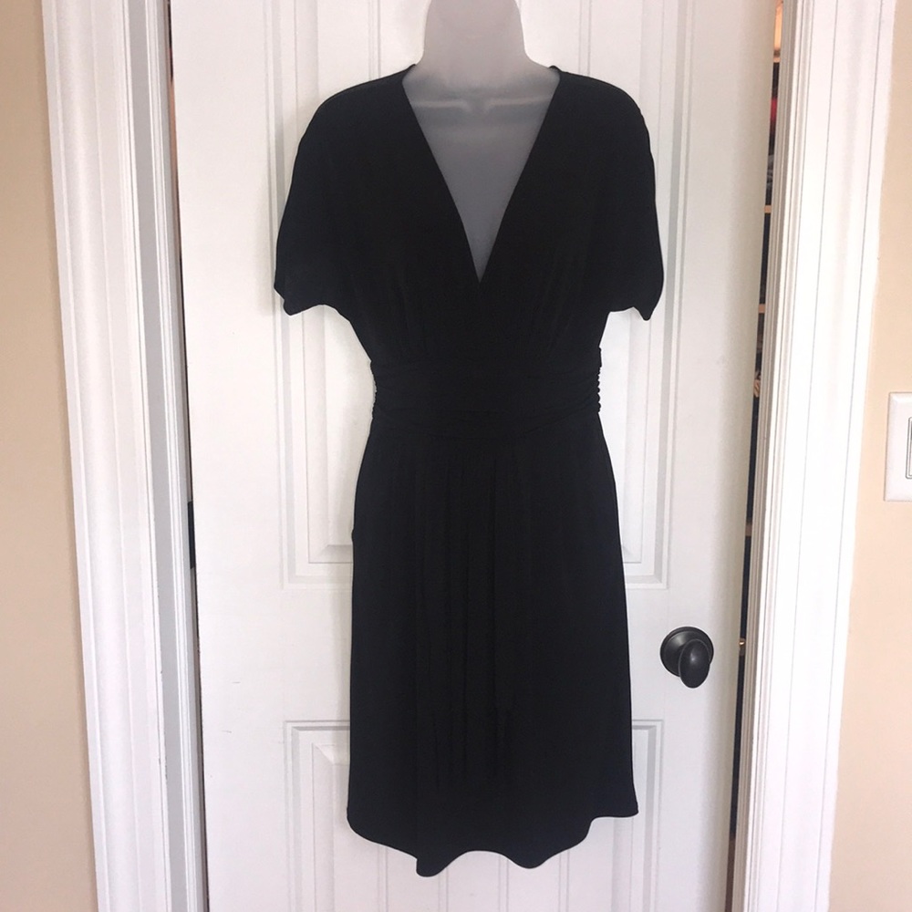 Black Jersey V Neck Dress